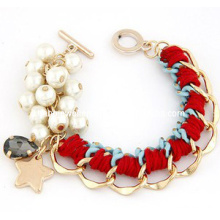 Pulsera de cadena metálica con hilo trenzado (XBL12982)